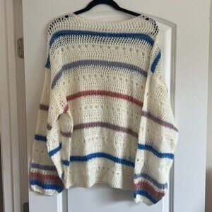 Cato crochet sweater, white with colorful stripes